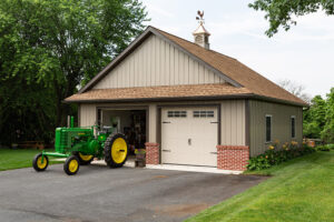 Garage with tractor