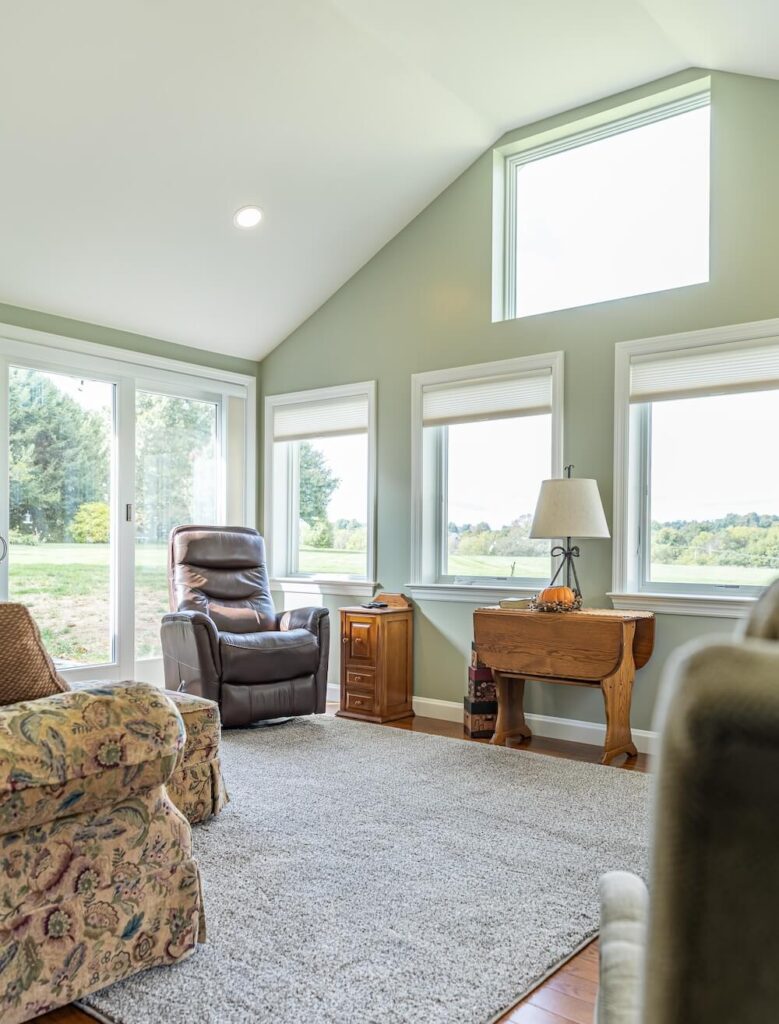 finished sunroom addition with windows